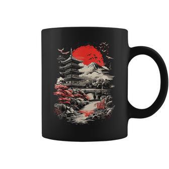 日本塔 富士山 桜 風景 ヴィンテージ コーヒーマグ - Kawaiitshirt