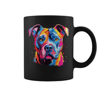 水彩のカラフルなアメリカン ピット ブル テリア犬 コーヒーマグ - Kawaiitshirt