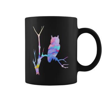 水彩フクロウsiitingツリーバードウォッチングアートバード コーヒーマグ - Kawaiitshirt
