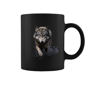 灰色のオオカミ 川を渡る オオカミ 野生動物 コーヒーマグ - Kawaiitshirt