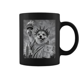 犬 像 自由 面白い 自由 白 ブラック ウェルシュ コーギー コーヒーマグ - Kawaiitshirt