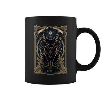 猫 タロットカード 悪魔 タロットカード 猫 長袖tシャツ コーヒーマグ - Kawaiitshirt