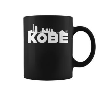 神戸ジャパン 都市スカイライン シルエット アウトライン スケッチ コーヒーマグ - Kawaiitshirt