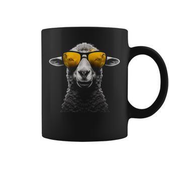 羊 サングラス アート 動物 イラスト グラフィック 羊 コーヒーマグ - Kawaiitshirt