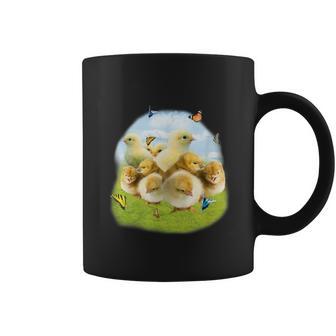 蝶 ひよこ 蝶 かわいい鶏 コーヒーマグ - Kawaiitshirt