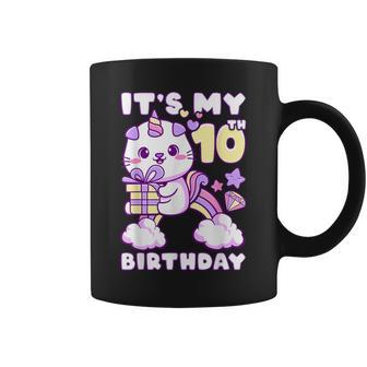 誕生日の女の子10歳、猫、ユニコーン、10歳の誕生日 コーヒーマグ - Kawaiitshirt