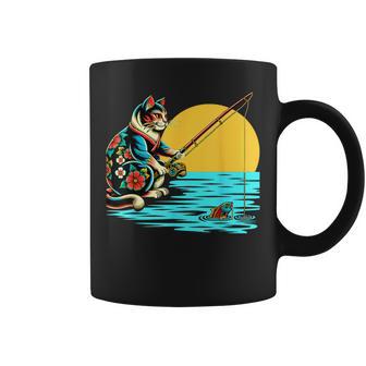 釣り 猫 面白いtシャツ 釣りバカ 釣り人 メンズ おもしろ ネタ 面白い 服 オリジナル 海釣り 川釣り コーヒーマグ - Kawaiitshirt