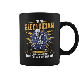 音楽なしで踊ったら私は電気技師だおもしろいスケルトン コーヒーマグ - Kawaiitshirt