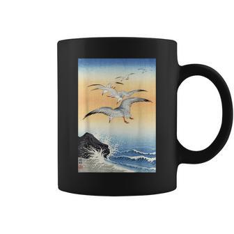 鳥 カモメ 波 海 ヴィンテージ 和 浮世絵 木版画 コーヒーマグ - Kawaiitshirt