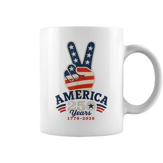 America Peace Sign Hand 250 Years 1776-2026 4Th Of July Coffee Mug - Thegiftio UK