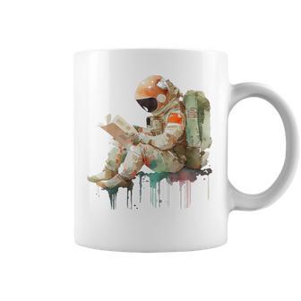 Astronauta Leyendo En El Espacio Estilo Acuarela Taza de café - Regaloses