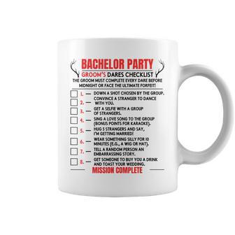 Bachelor Party Matching Checklist Groom's Dare Gag Men's Coffee Mug - Thegiftio UK