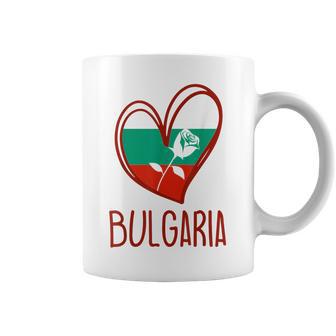 Bandera Búlgara Patriótica De Bulgaria Con Corazón Y Rosa Para Niñas Y Niños Taza de café - Regaloses
