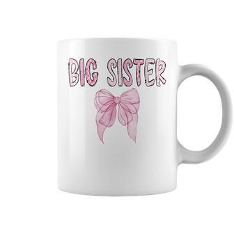 Big Sister Birthday Girl Matching Coquette Pink Bow Coffee Mug - Thegiftio UK