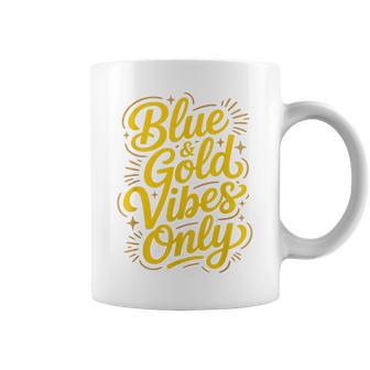 Blue & Gold Vibes Only Motivational High School Game Day Coffee Mug - Thegiftio
