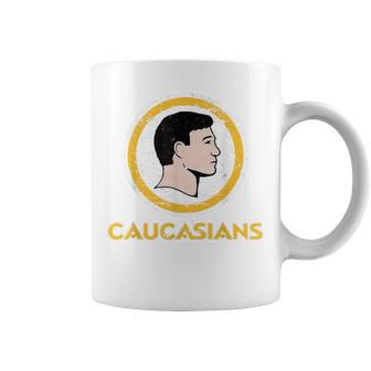 Caucasians Retro Sports Logo Pun Sarcastic Parody Coffee Mug - Thegiftio