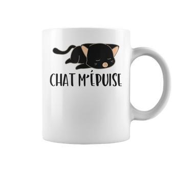 Chat M'épuise Chat Humour Cadeau Propriétaires De Chats Tasse - Cadeauxyz