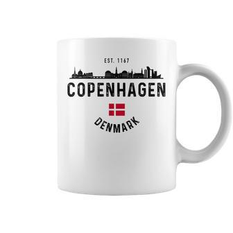 Copenhagen Denmark Skyline Souvenir Danish Flag Vintage Coffee Mug - Thegiftio UK