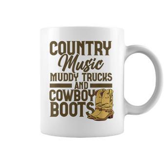 Country Music マディトラックとカウボーイブーツ ウェスタンusa コーヒーマグ - Kawaiitshirt