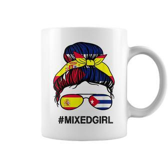 Cuba España Bandera Cubana Española Moño Desordenado Taza de café - Regaloses