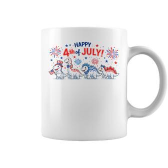 Cute Dinosaur Usa Flag Fireworks Kids 4Th Of July Toddler Coffee Mug - Thegiftio UK