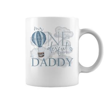 Daddy Of Mr Onederful Hot Air Balloon Blue 1St Birthday Boy Coffee Mug - Thegiftio UK
