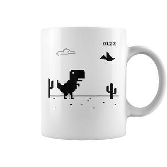 Dino T-Rex 恐竜 ピクセルゲーム インターネットなし オフライン 面白い 男性 コーヒーマグ - Kawaiitshirt