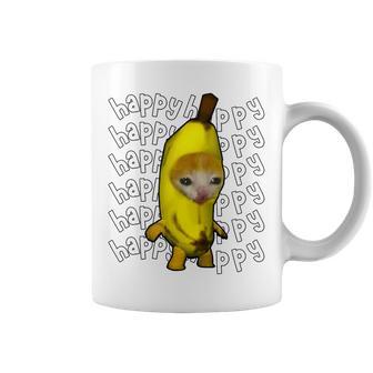 Feliz Plátano Gato Meme Bananacat Feliz Gatito Amantes De Gatos Meme Taza de café - Regaloses