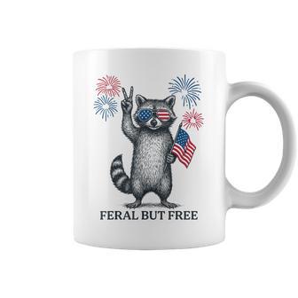 Feral But Free Raccoon Feral And Free 4Th Of July Coffee Mug - Thegiftio UK