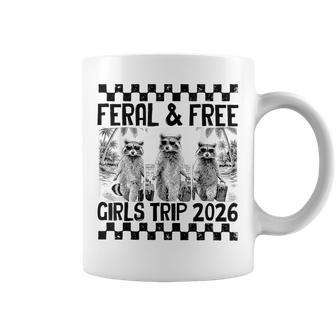 Feral And Free Girls Trip 2026 Raccoon Gang Meme Summer Vibe Coffee Mug - Thegiftio