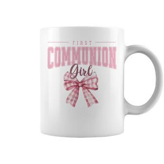 First Communion Girl Pink Coquette Bow Christian Cute Coffee Mug - Thegiftio UK