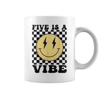 Five Is A Vibe 5 Years Old Birthday Happy Face 5Th Birthday Coffee Mug - Thegiftio UK