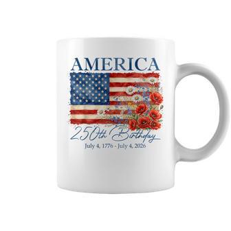 Floral 250Th Anniversary Usa 4Th Of July 250 Years America Coffee Mug | Seseable UK