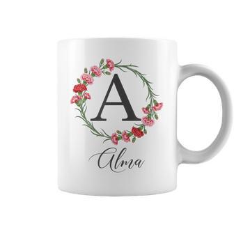 Floral Alma Nom Fleurs Nom Personnalisé Alma Tasse - Cadeauxyz