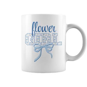 Flower Girl Blue Bow Coquette Floral Matching Bridal Party Coffee Mug - Thegiftio UK