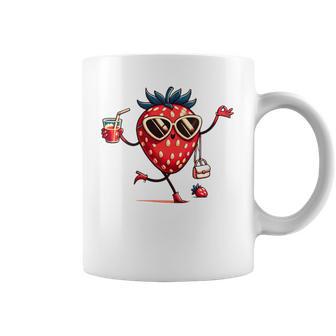 Fraise Avec Lunettes Deoleil Joyeux Pour L'été Tasse - Cadeauxyz