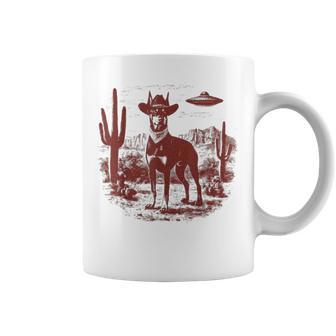 Ufo Western Cowboy Doberman Vintage Coffee Mug - Thegiftio UK
