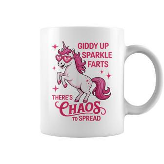 Giddy Up Sparkle Farts There's Chaos To Spread Unicorn Farts Coffee Mug - Thegiftio