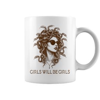 Girls Will Be Girls Feminist Medusa Feminism Greek Mythology Coffee Mug - Thegiftio