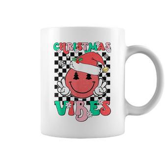 Groovy Christmas Vibes Smile Face Santa Hat Xmas Ns Girls Coffee Mug | Seseable UK