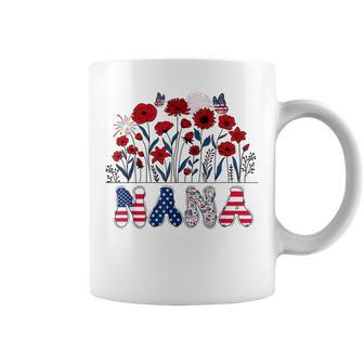 Groovy Nana 4Th Of July Patriotic Floral Mother's Day Coffee Mug - Thegiftio UK