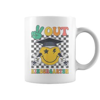 Groovy Peace Out Kindergarten Last Day Of School Graduation Coffee Mug - Monsterry