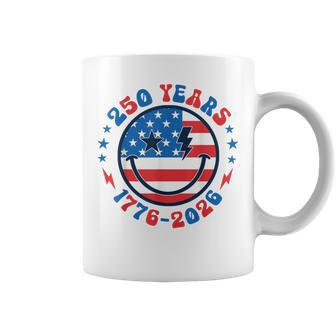 Groovy Smile Face 250 Years 1776-2026 American Flag 4Th July Coffee Mug | Seseable UK