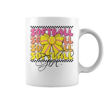 Groovy Softball Girl Coquette Bow Softball For & Girls Coffee Mug - Thegiftio UK