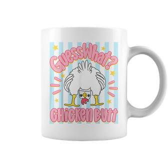 Guess What Chicken Butt Cute Stripes Chicken Meme Coffee Mug - Thegiftio UK