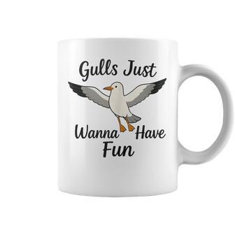 Gulls Just Wanna Have Fun Seagulls Girls Coffee Mug - Thegiftio UK