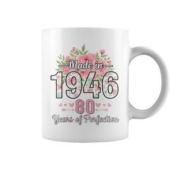Hecho En 1946 Regalos Florales De 80 Cumpleaños Para Es De 80 Años Taza de café - Regaloses
