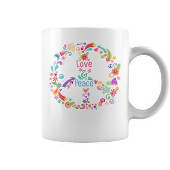 Hippie Avec Inscription Peaceign Love Années 6070 Tasse - Cadeauxyz