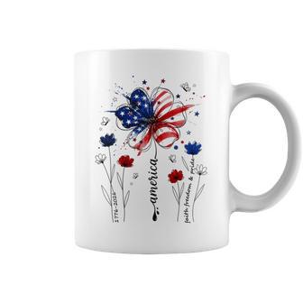 Independence Day Patriotic American Flag Usa Flower Women Coffee Mug - Monsterry UK