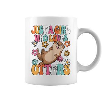 Just A Girl Who Loves Otters Cute Groovy Otter Kids Coffee Mug - Thegiftio UK